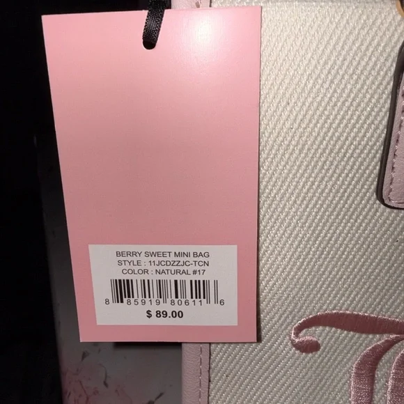 Juicy Couture Berry Sweet Mini Bag Cream & Pink Strawberry Charm Satchel - Picture 9 of 9